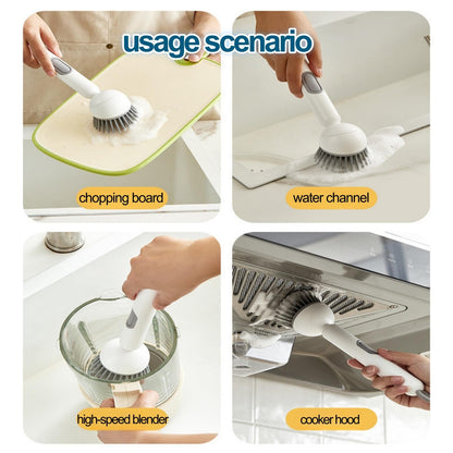 2 Psc Rotating Soap Dispensing Dish Brush Refillable