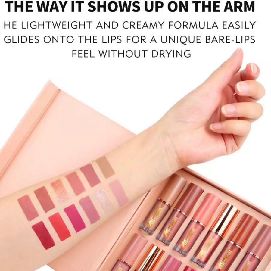 12 Colors Matte & Glossy Liquid Lipstick Set
