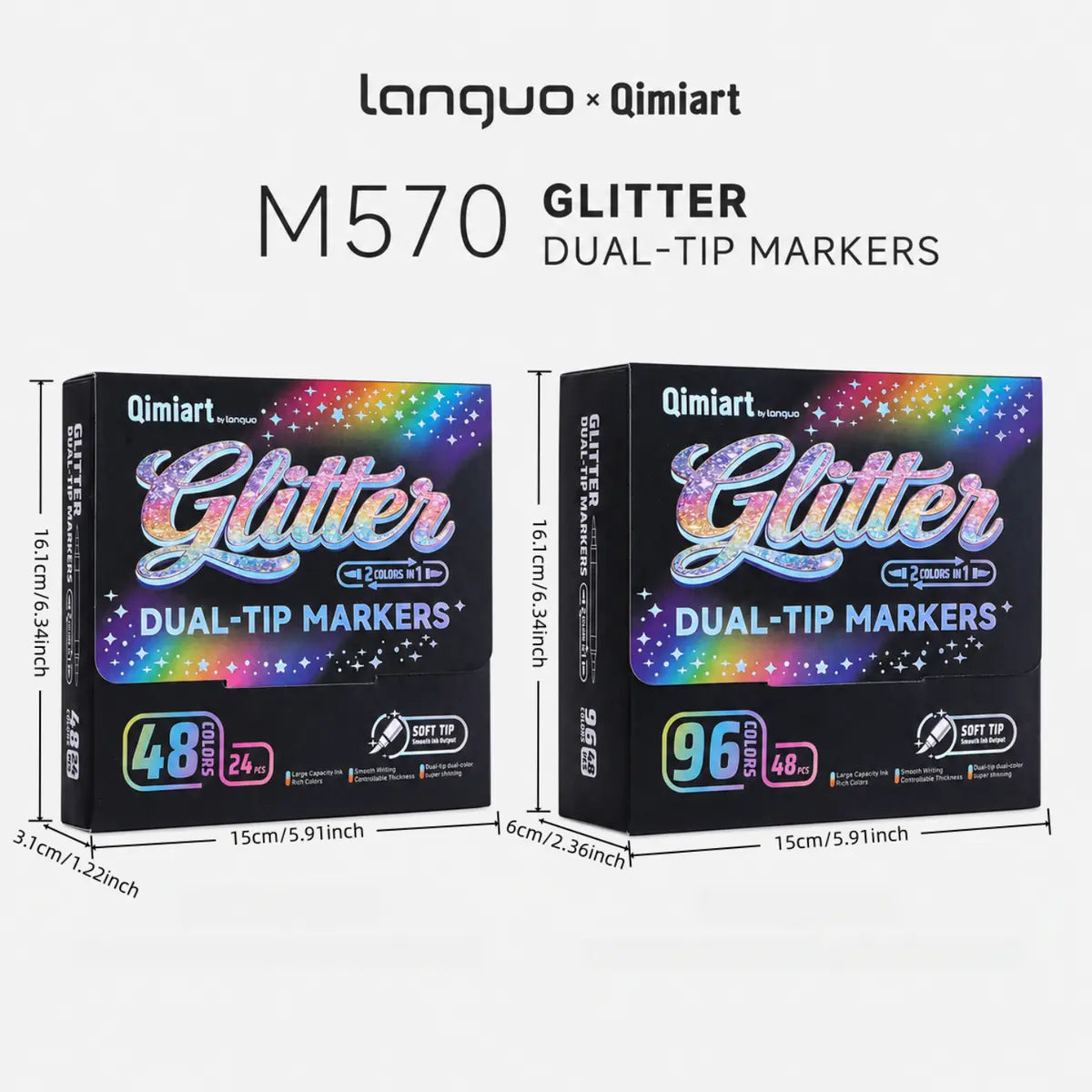 48 Colors Glitter Markers