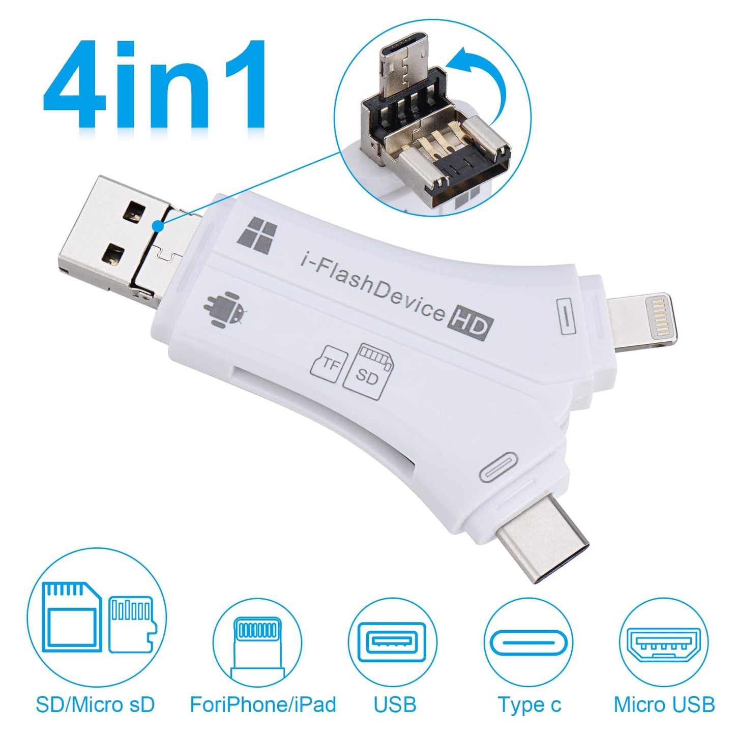 4 in 1 SD Card Reader Reads