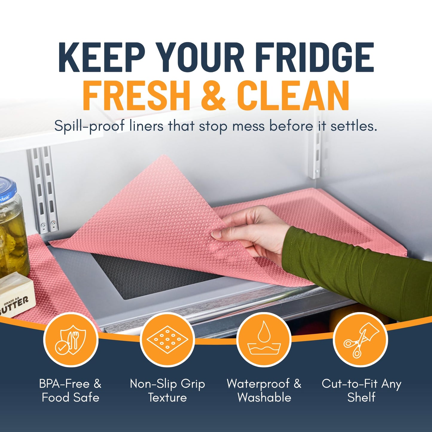 4 PCS Refrigerator Liners for Shelves