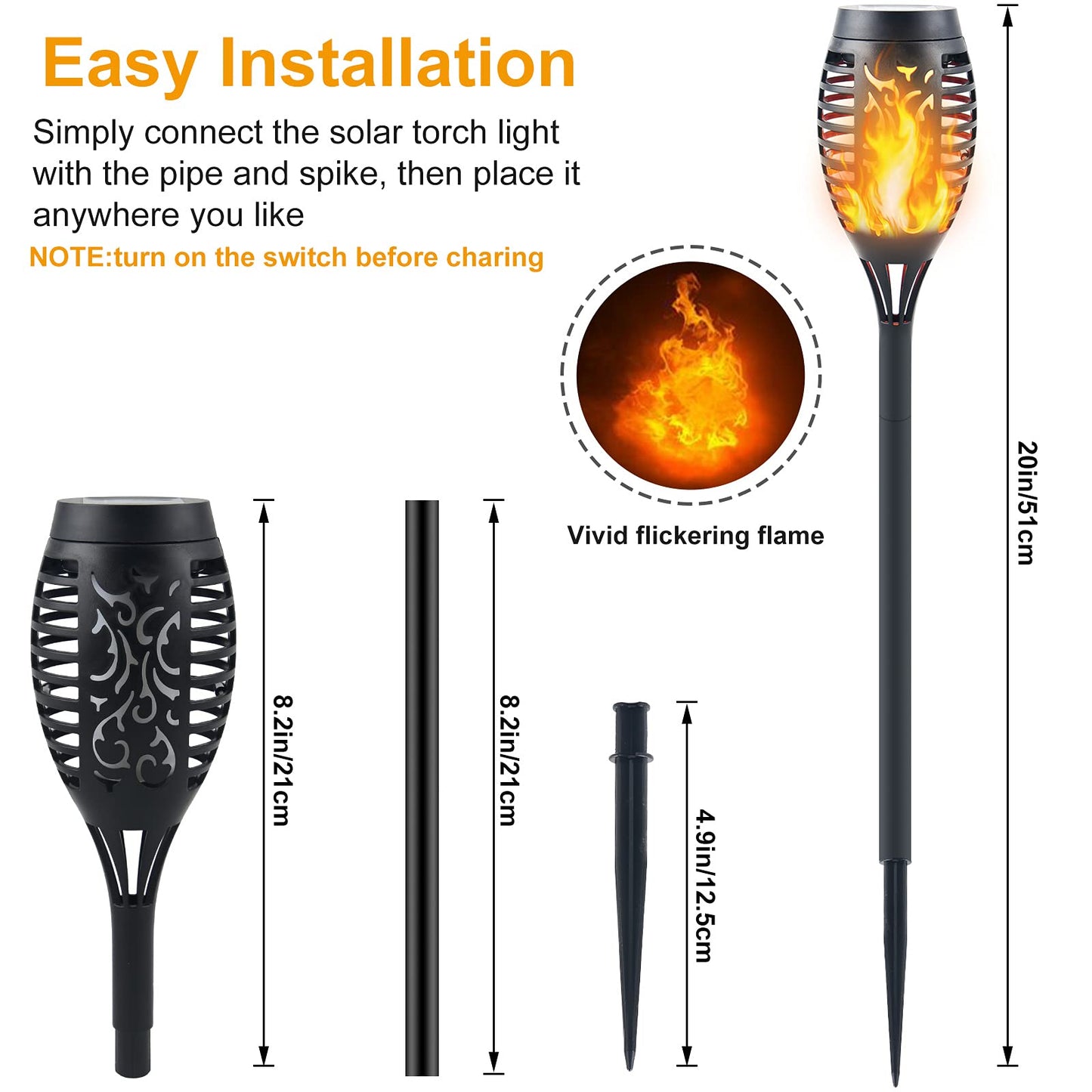 Solar Torch Flame Lights