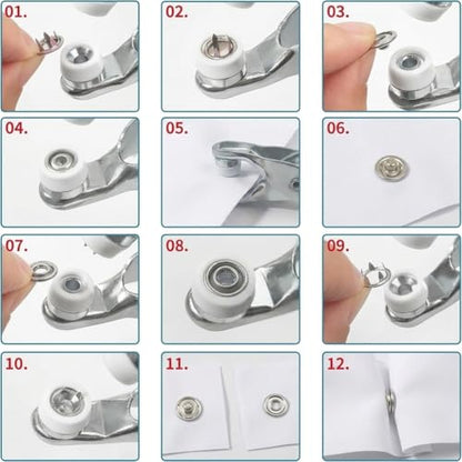 Snaps for Fabric with Fastener Pliers Press Tool Kit
