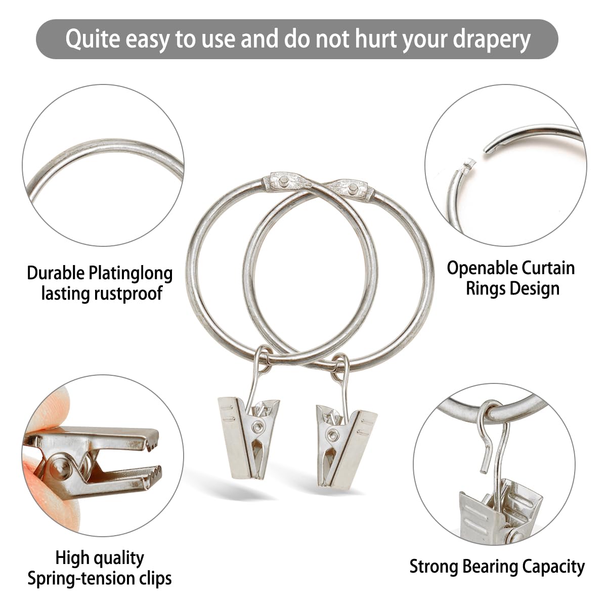 30 Pack Rings Curtain Clips