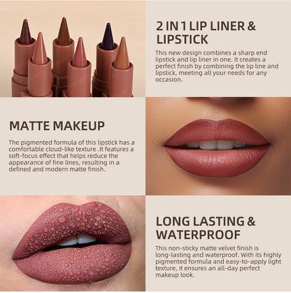 Deep Matte Crayon Lip Liner Lipstick Makeup