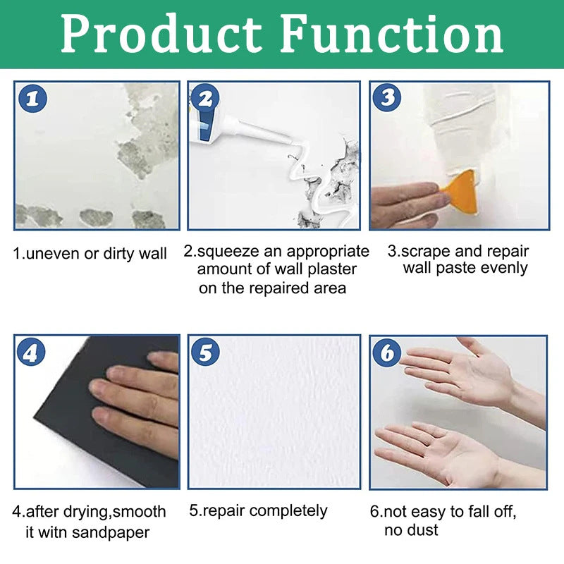 Wall Repair Paste, Crack Patch Filler for Stain Scratch Damage Restoration