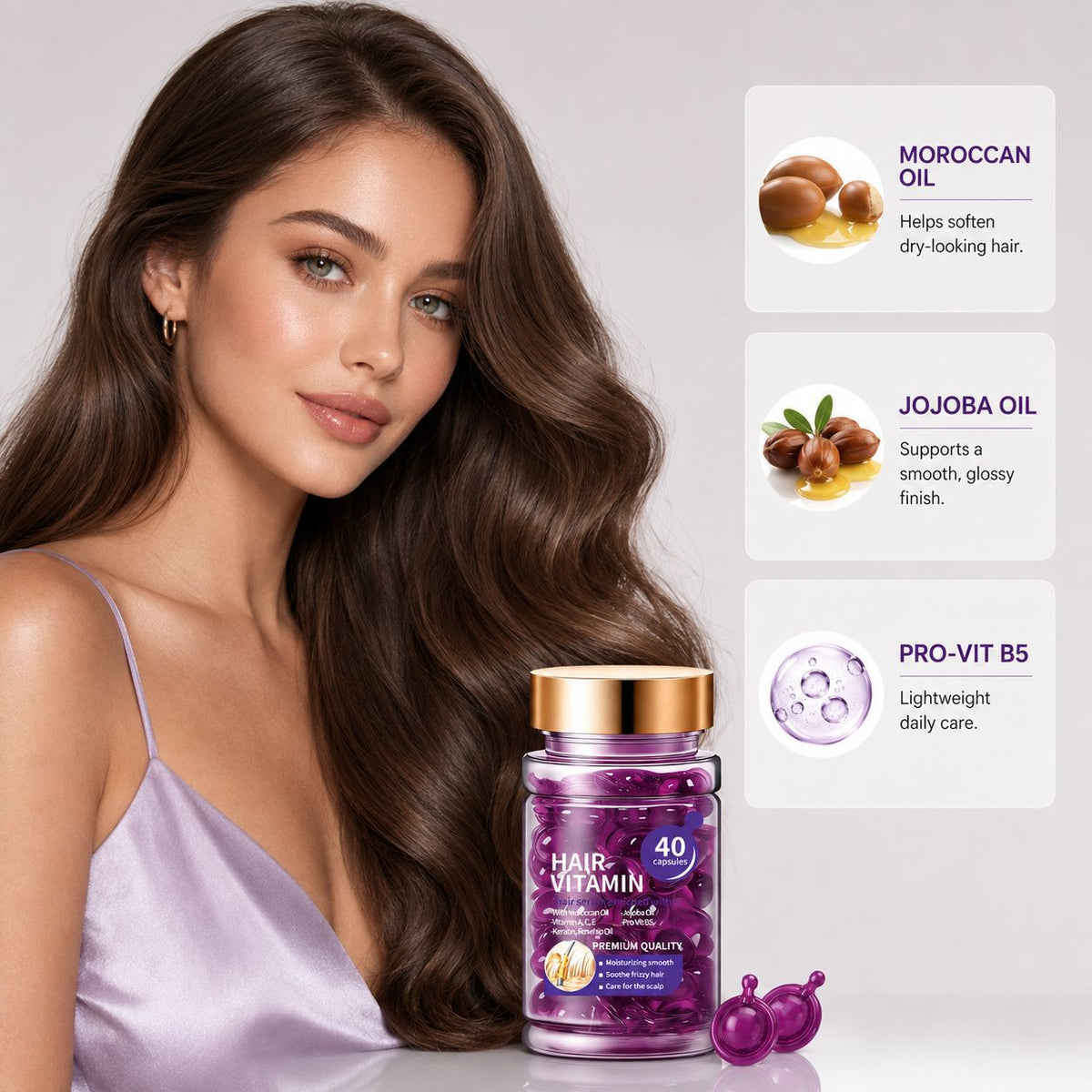 Hair Oil Capsules - Hair Vitamins A, E, & Pro B5