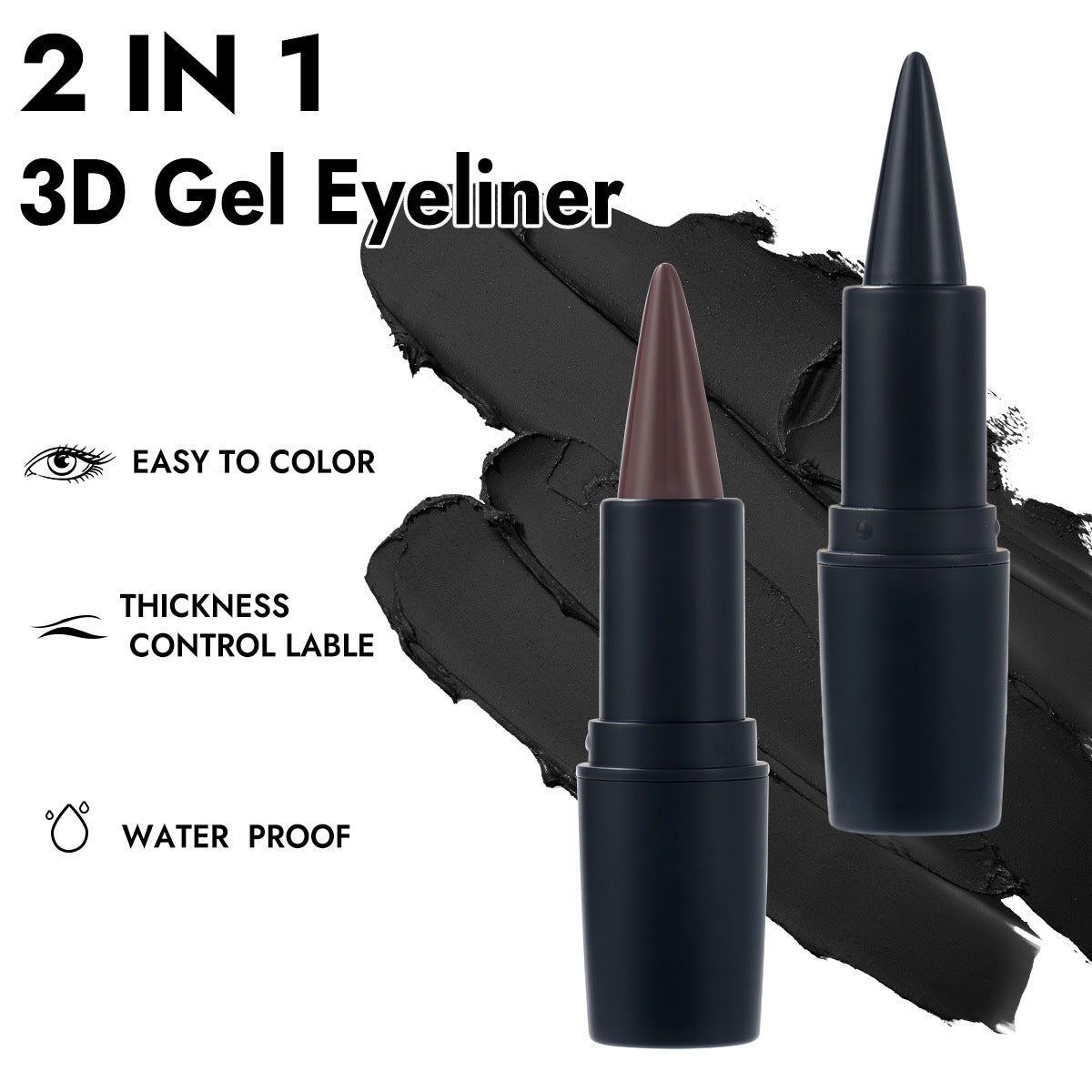 Black Gel Eyeliner Pencil Waterproof Smudge Proof