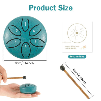 Mini Steel Tongue Drum 3 Inch 6 Notes C Key