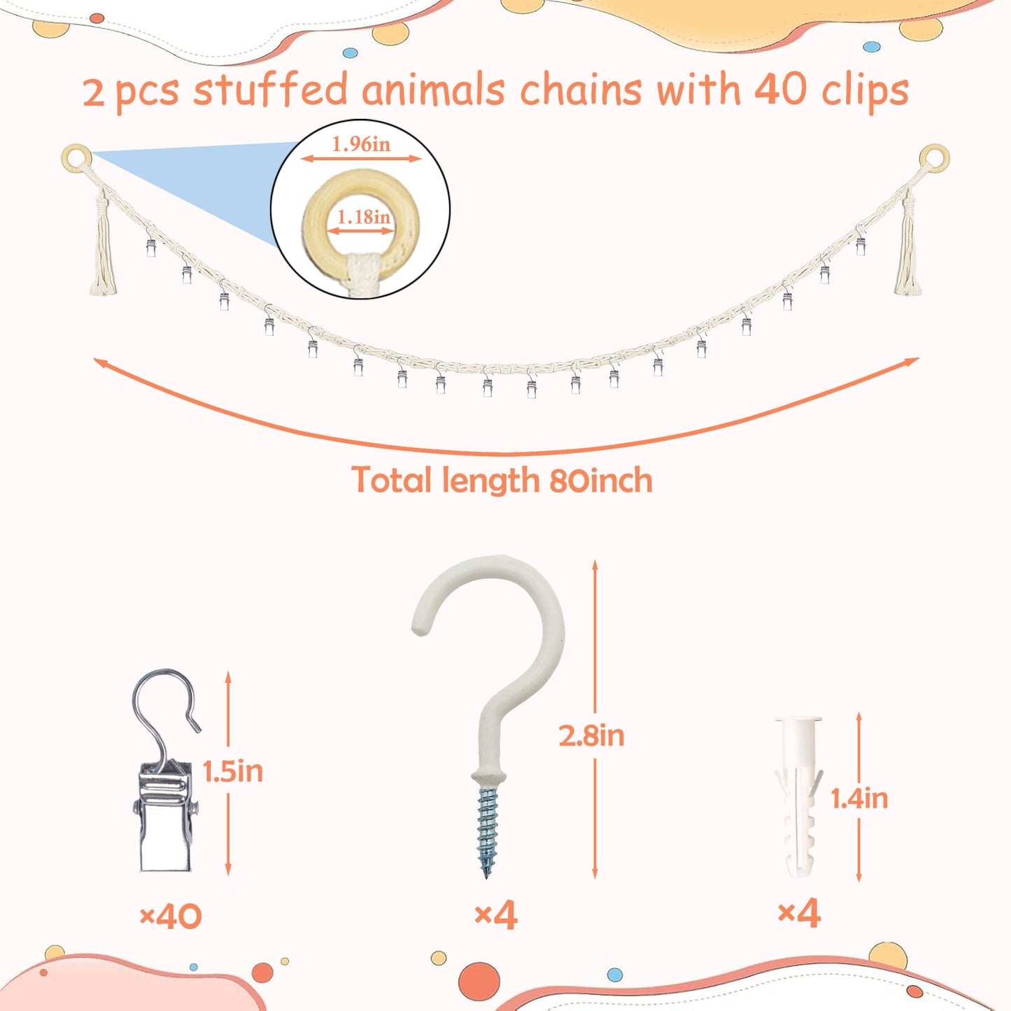 2 Pack Stuffed Animal Organizer Chain