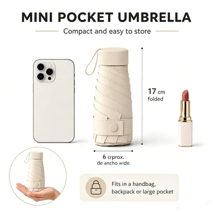 UPF50+ Mini Travel Sun Umbrella for Purse With Case