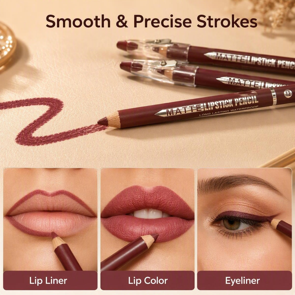 12 Pcs Matte Lip Crayon with Sharpener