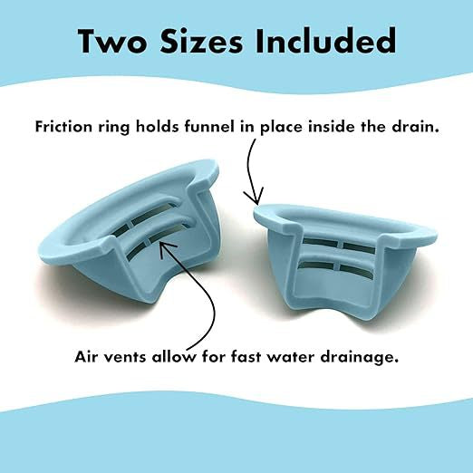 2-Pack Silicone Bathtub Drain Funnel, Small & Large Guard