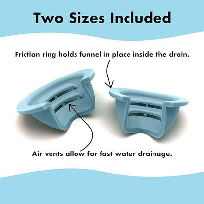 2-Pack Silicone Bathtub Drain Funnel, Small & Large Guard