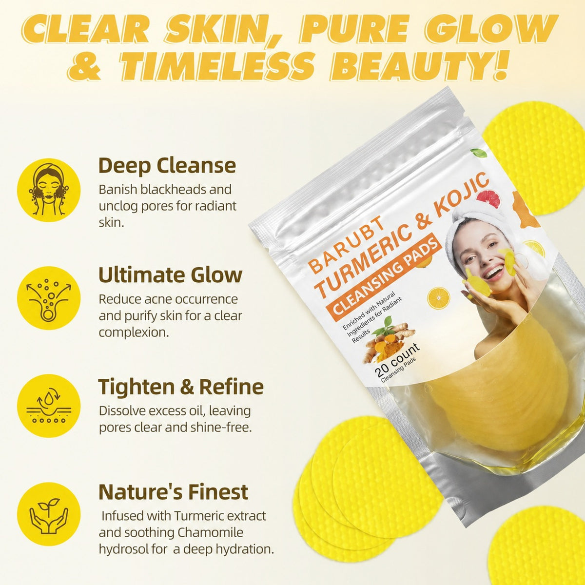 Turmeric and Kojic Acid Cleansing Pads