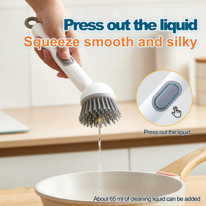 2 Psc Rotating Soap Dispensing Dish Brush Refillable
