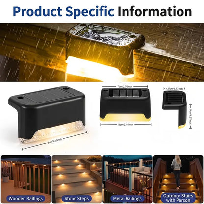 Solar Deck Step Lights, Solar Powered Waterproof Outdoor Lighting