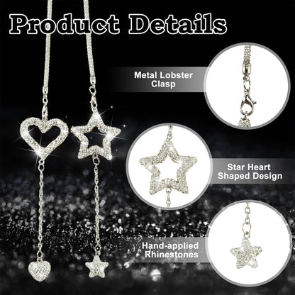Bling Star Heart Diamond Car Rearview Mirror Pendant