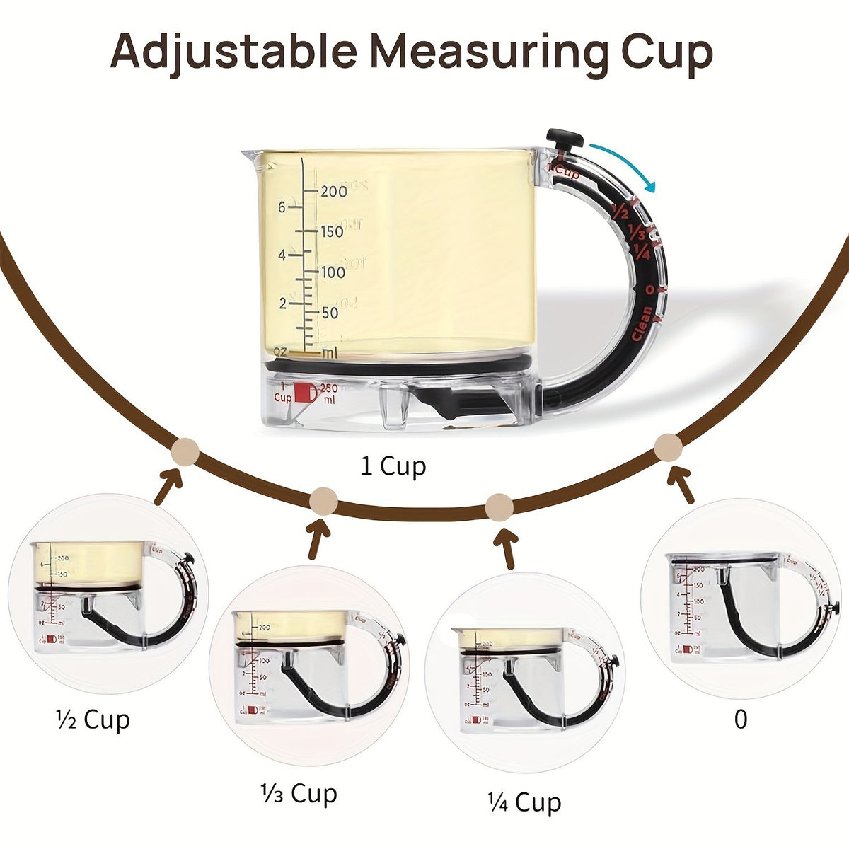 4-In-1 Adjustable Measuring Cup For Liquid & Dry