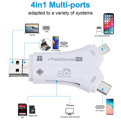4 in 1 SD Card Reader Reads