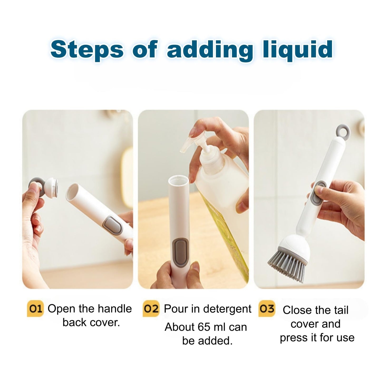 2 Psc Rotating Soap Dispensing Dish Brush Refillable