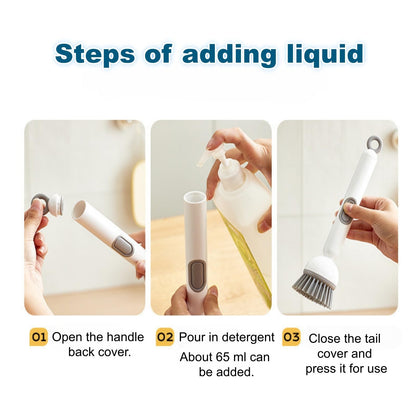 2 Psc Rotating Soap Dispensing Dish Brush Refillable