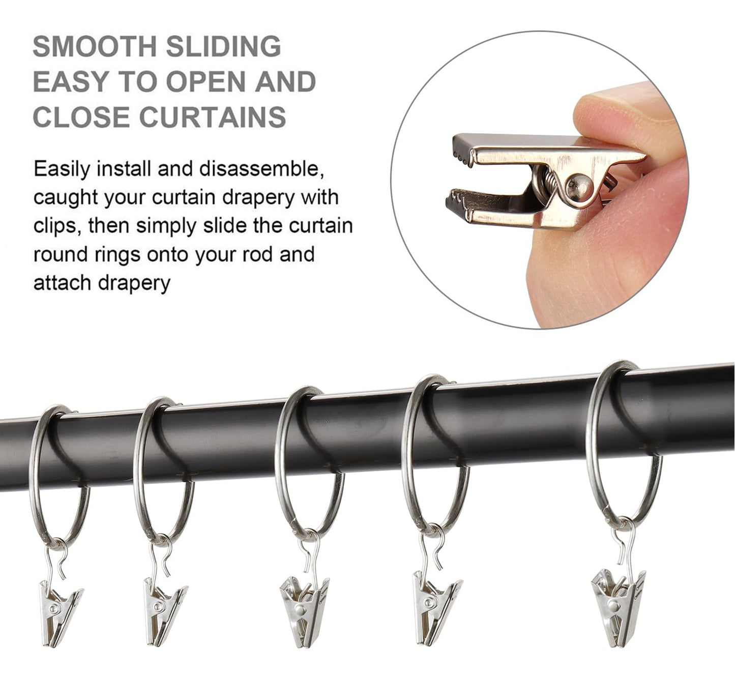 30 Pack Rings Curtain Clips