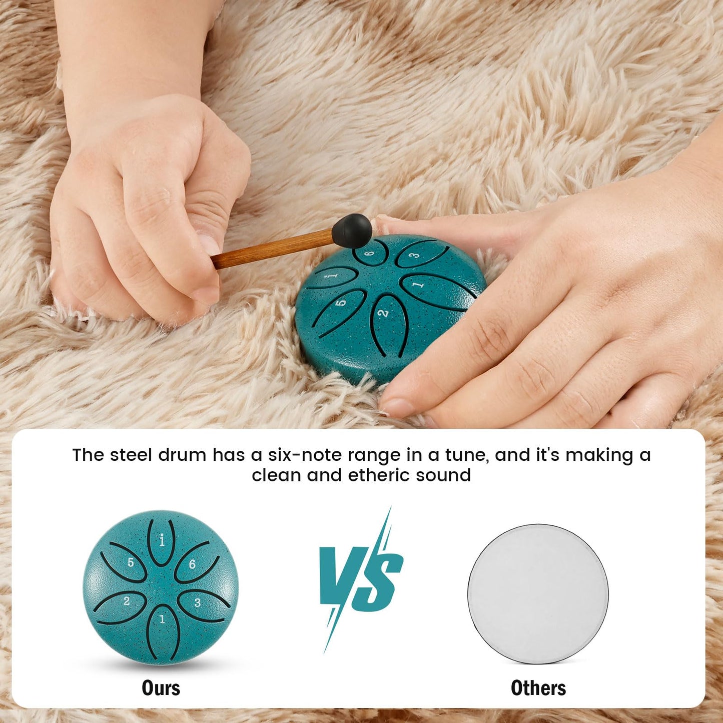 Mini Steel Tongue Drum 3 Inch 6 Notes C Key