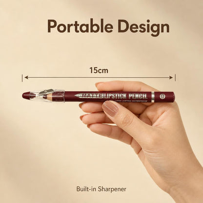 12 Pcs Matte Lip Crayon with Sharpener