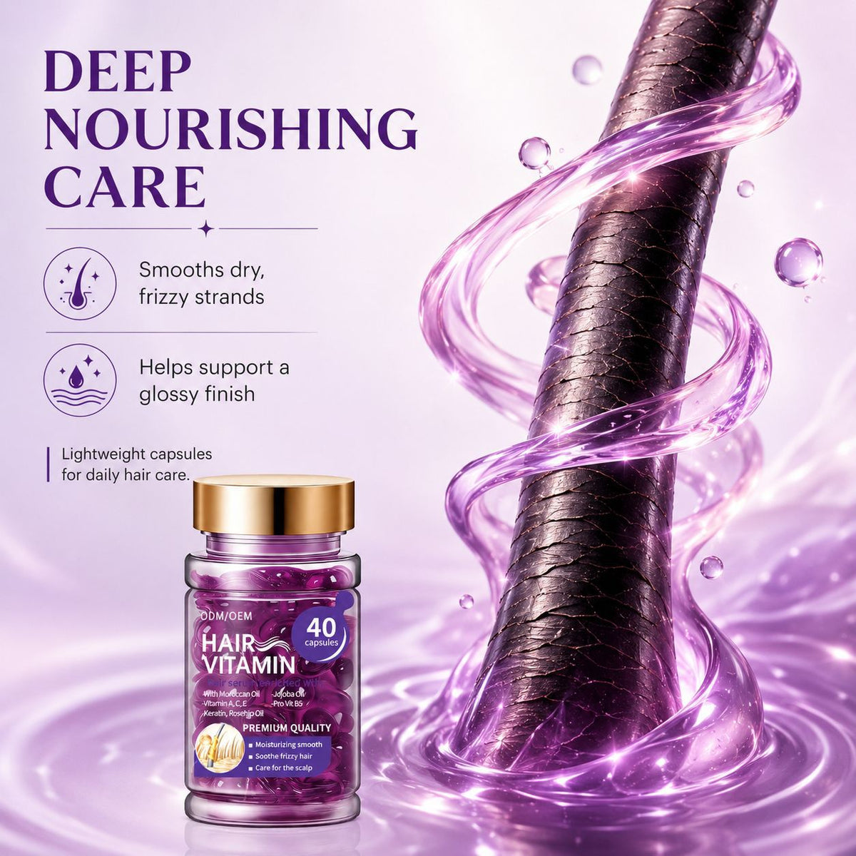 Hair Oil Capsules - Hair Vitamins A, E, & Pro B5