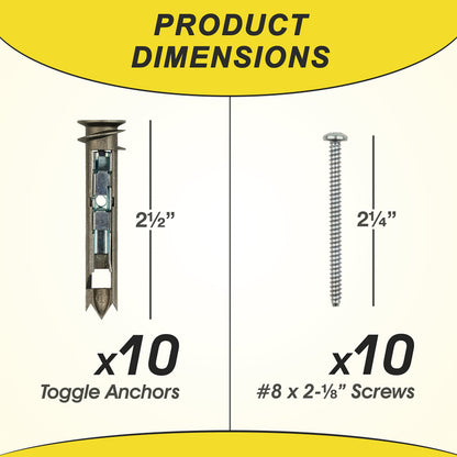 10 Pcs  Drywall Anchors and Screws Kit