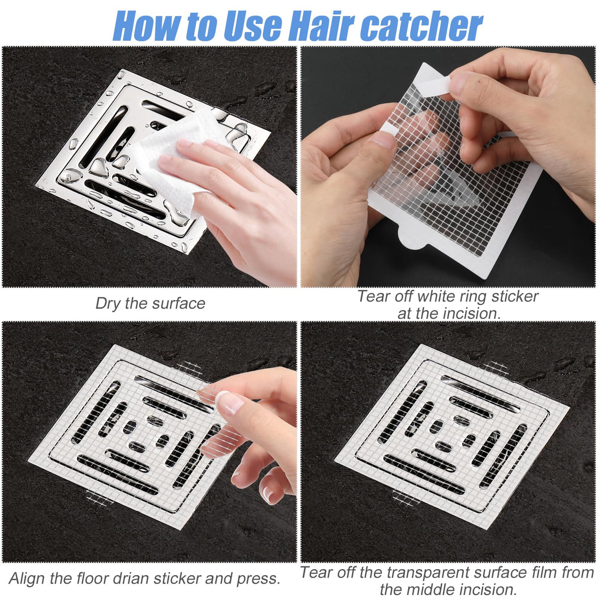 20-Pack Floor Drain Filter Adhesive Hair Trap Covers