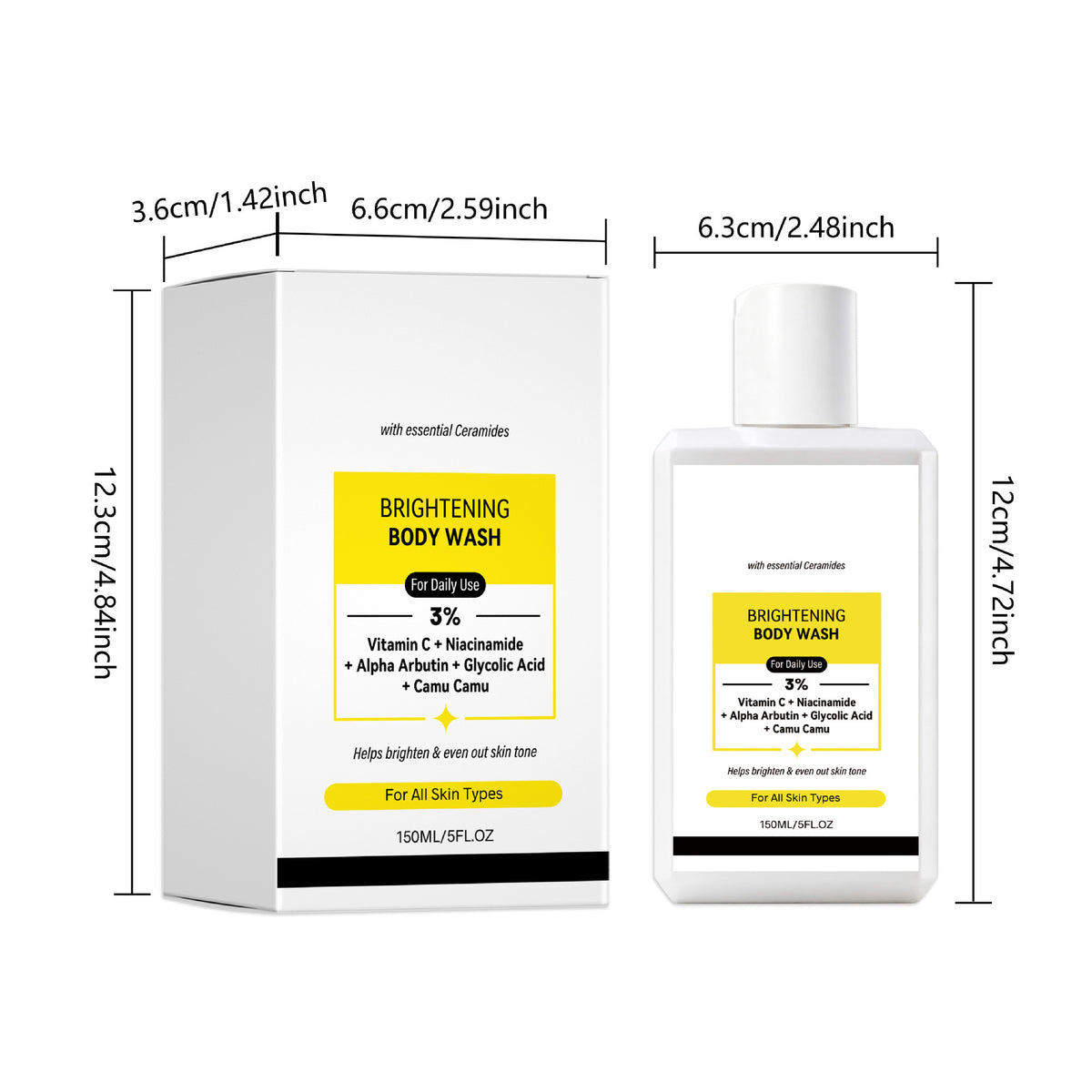 Glowing Skin VC Bodywash | Helps to Reduce Fades Dark Spots, Evens out Skin Tone