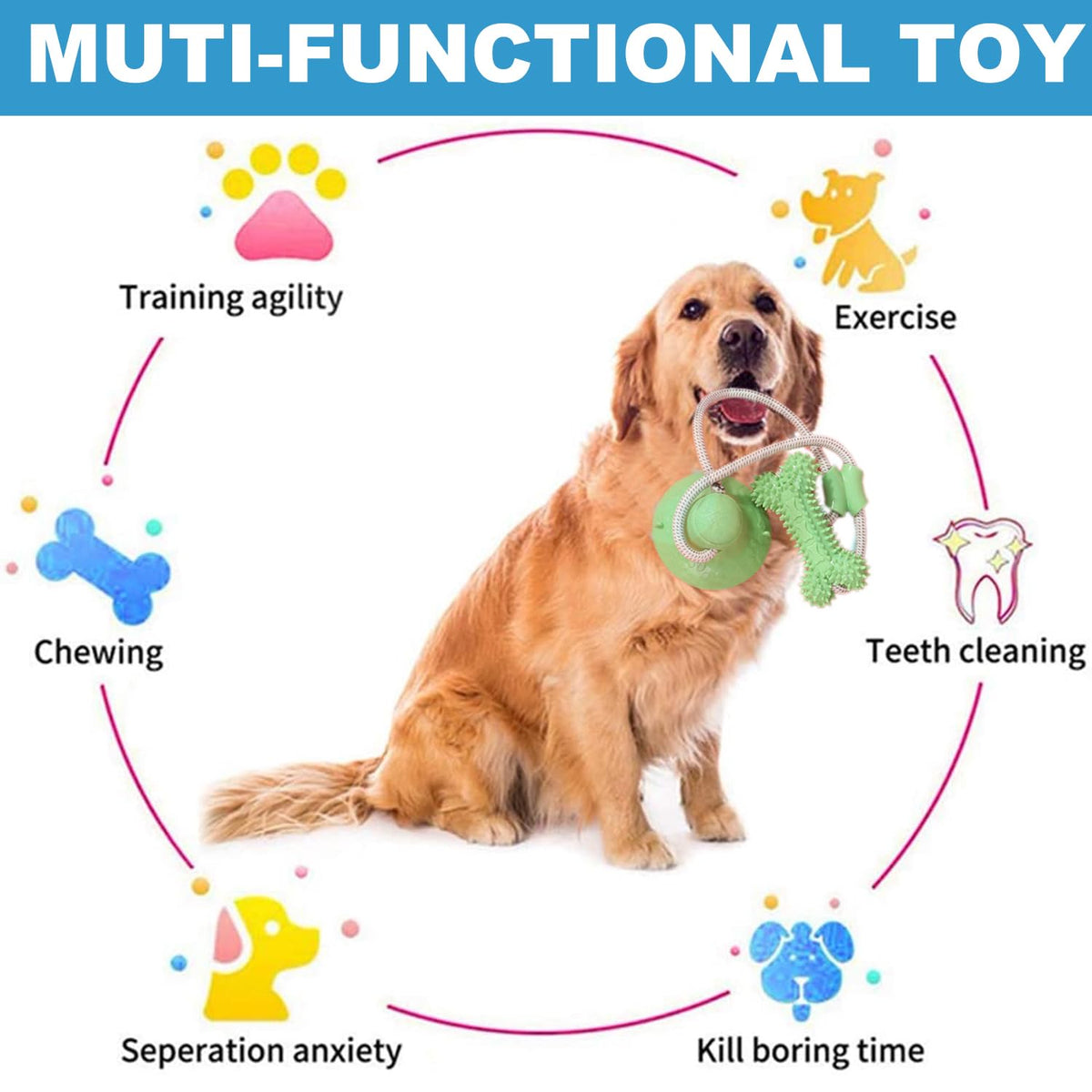 Dog Chew Suction Cup Tug of War Toy