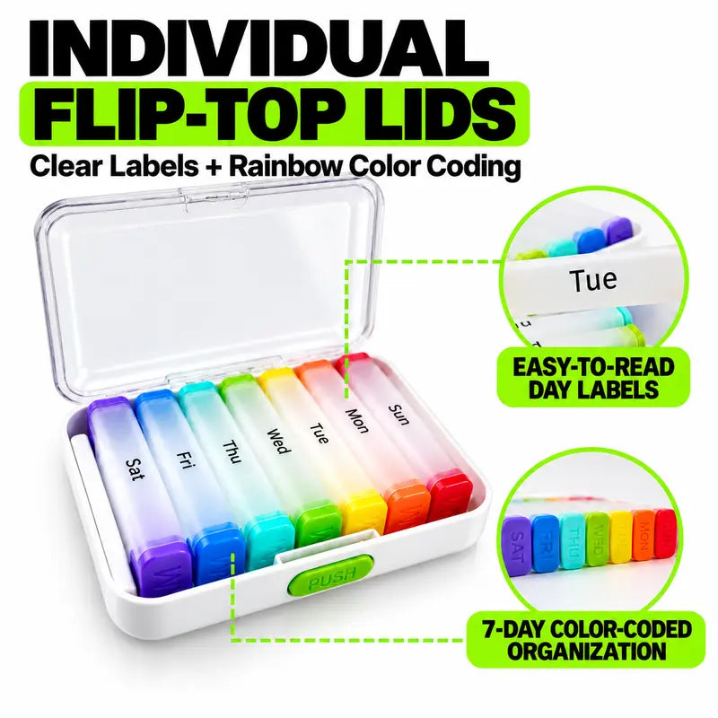 7-Day Light-Proof Plastic Pill Box - Single-Compartment Combination Design