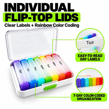 7-Day Light-Proof Plastic Pill Box - Single-Compartment Combination Design