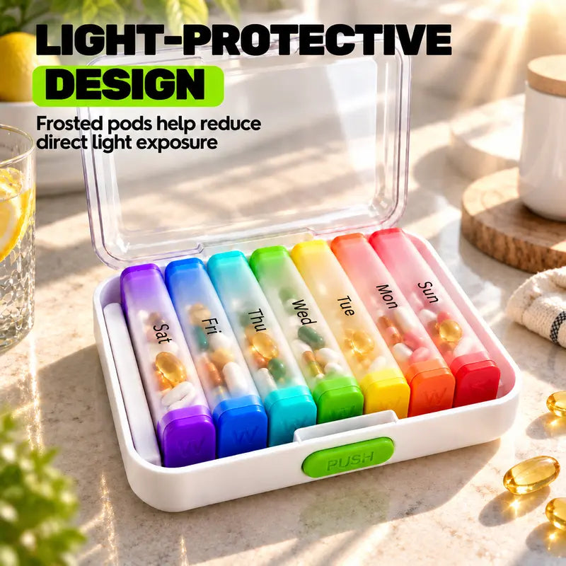 7-Day Light-Proof Plastic Pill Box - Single-Compartment Combination Design