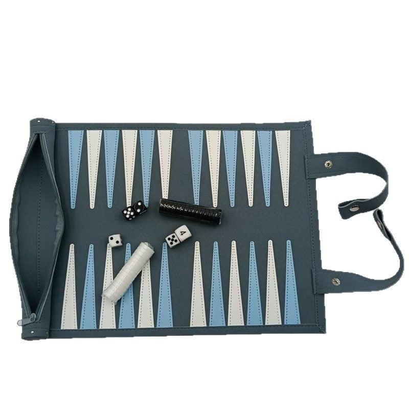 Travel Backgammon Set, Roll-Up Leather Board Game