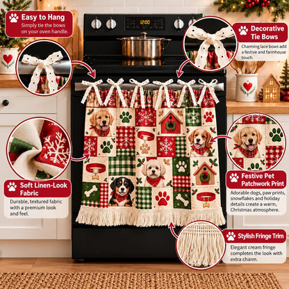 Christmas Cute Pet Patchwork Oven Skirt Curtain