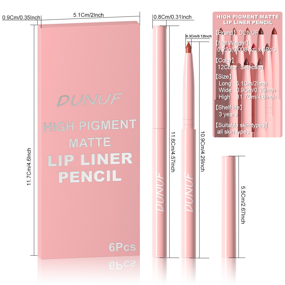 6 Colors Retractable Lip Liner Kit