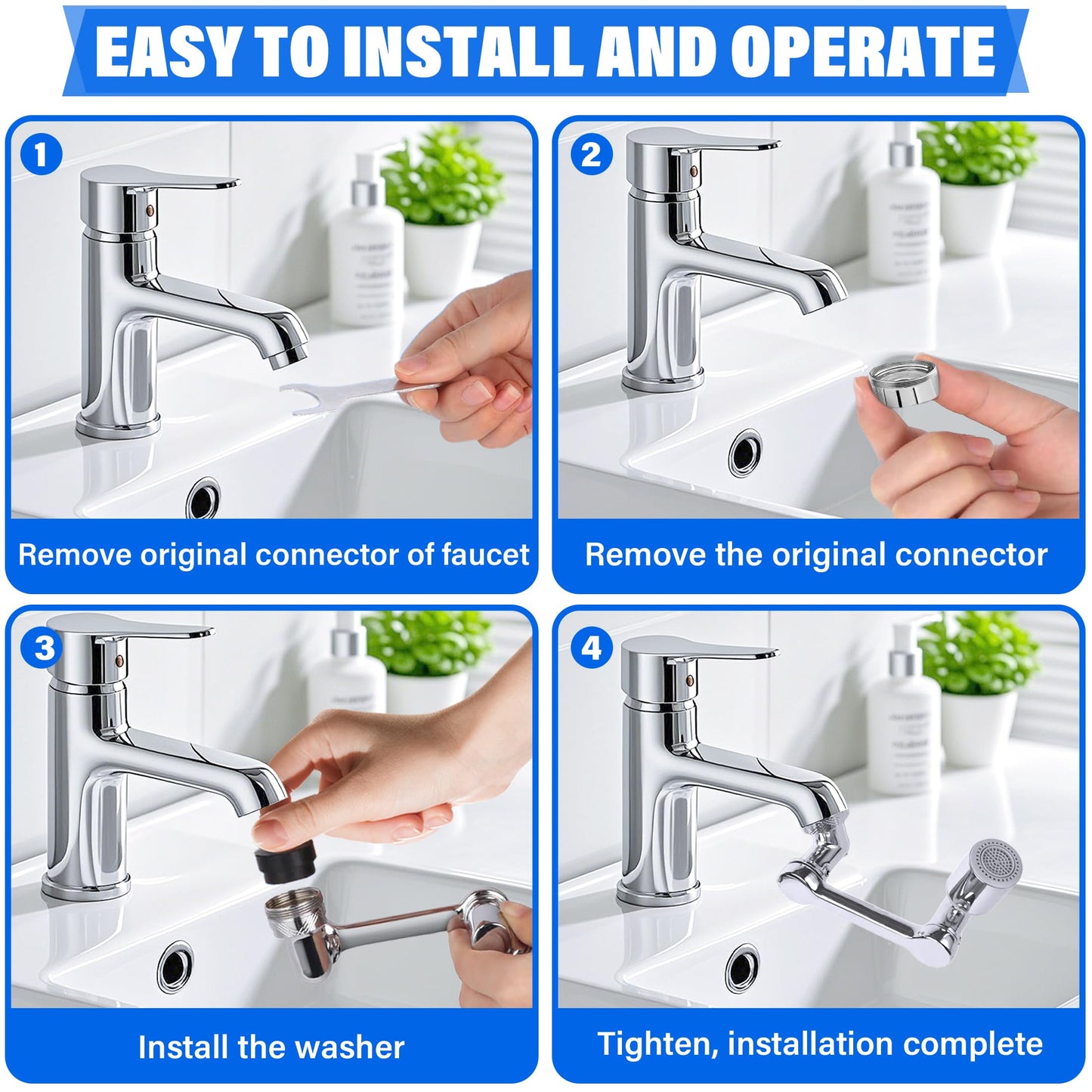 360° Rotating Faucet Extender with Adapter