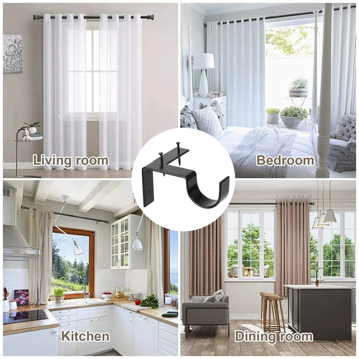 4-Piece Curtain Rod Bracket Set