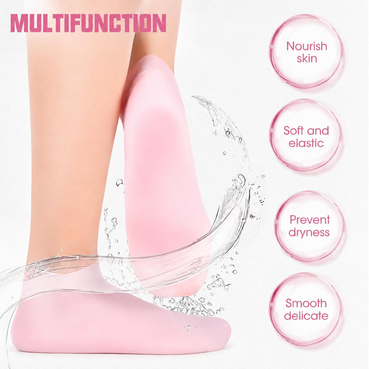 2 Pairs Silicone Socks for Dry Cracked Feet Women