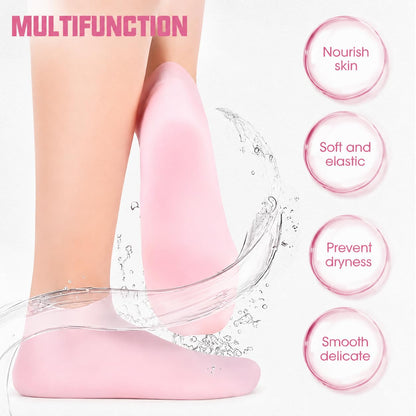 2 Pairs Silicone Socks for Dry Cracked Feet Women