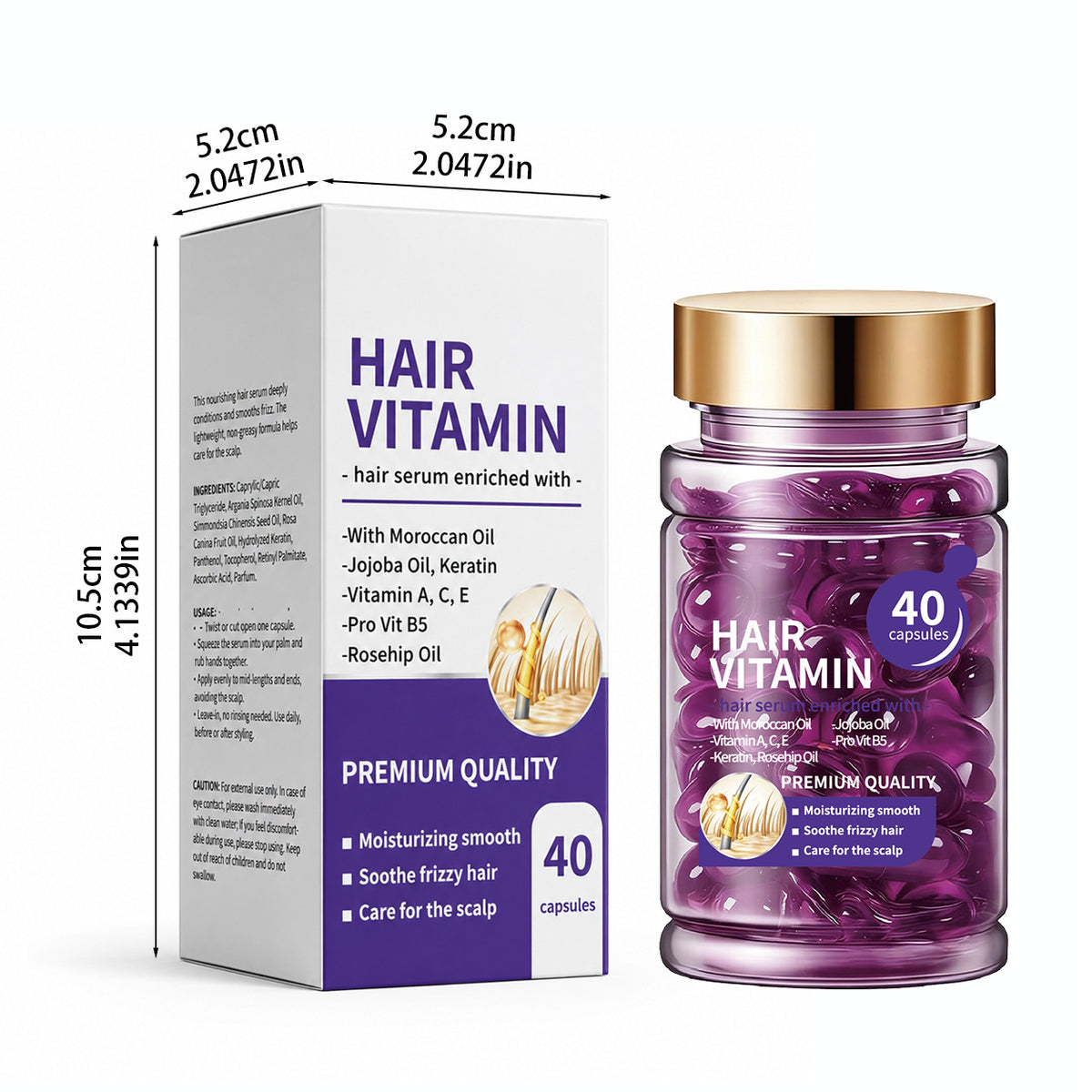 Hair Oil Capsules - Hair Vitamins A, E, & Pro B5