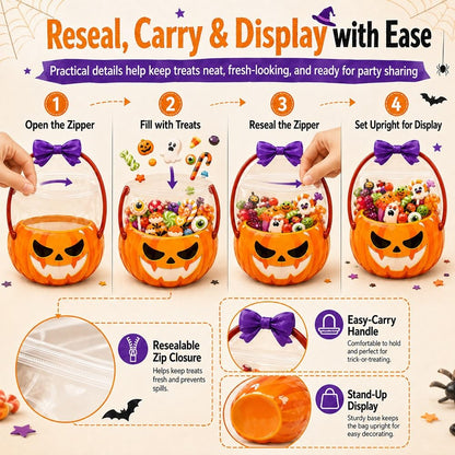 24 PCS Halloween Resealable Treat Candy Bags