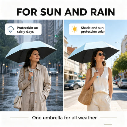 UPF50+ Mini Travel Sun Umbrella for Purse With Case