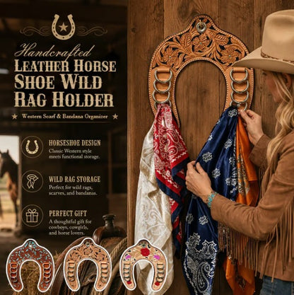 Handcrafted Leather Horseshoe Wild Rag Holder
