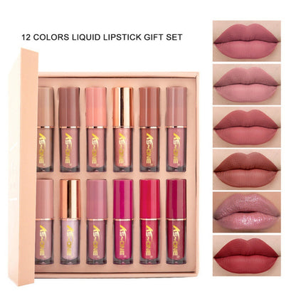 12 Colors Matte & Glossy Liquid Lipstick Set