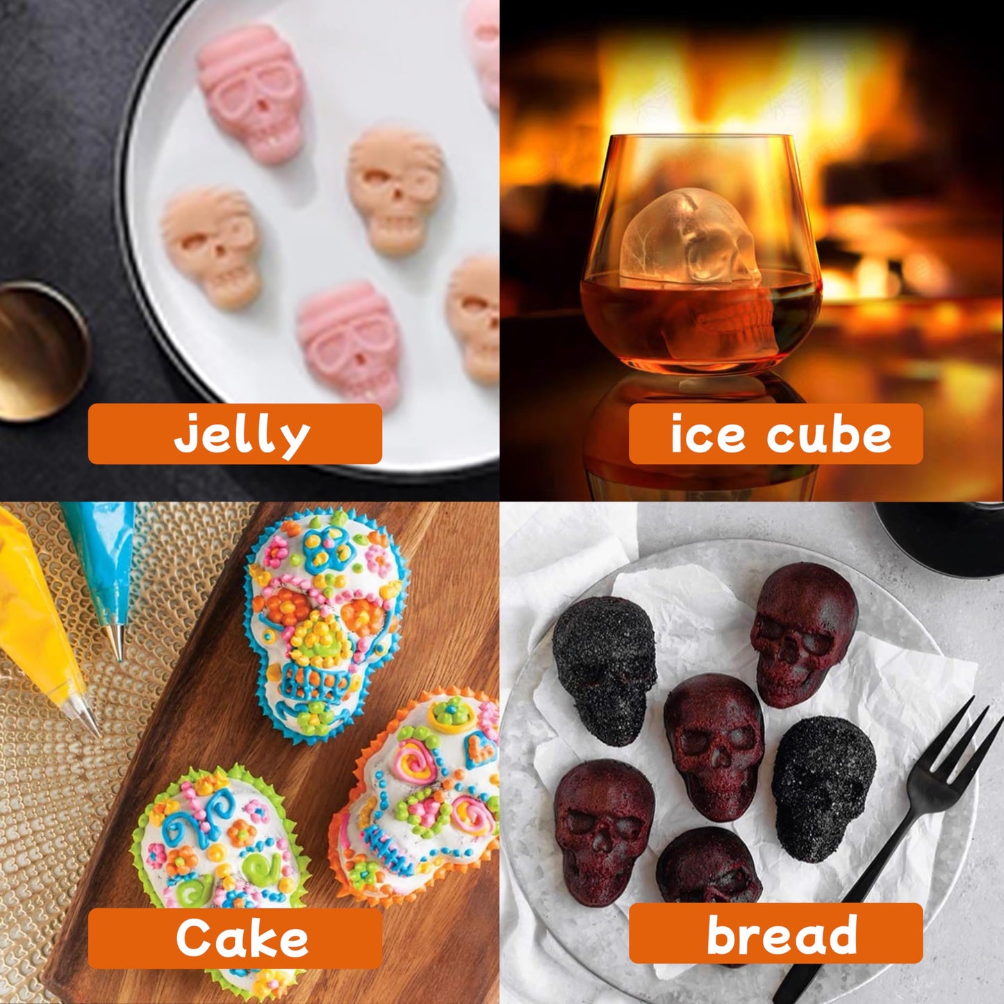 Halloween Skull Cake Pan Silicone Large Size Skull Baking Molds